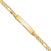 14k Polished Solid Chain/Solid Plate Flat Figaro Link 33.5x7mm Plate 8 inch ID Bracelet